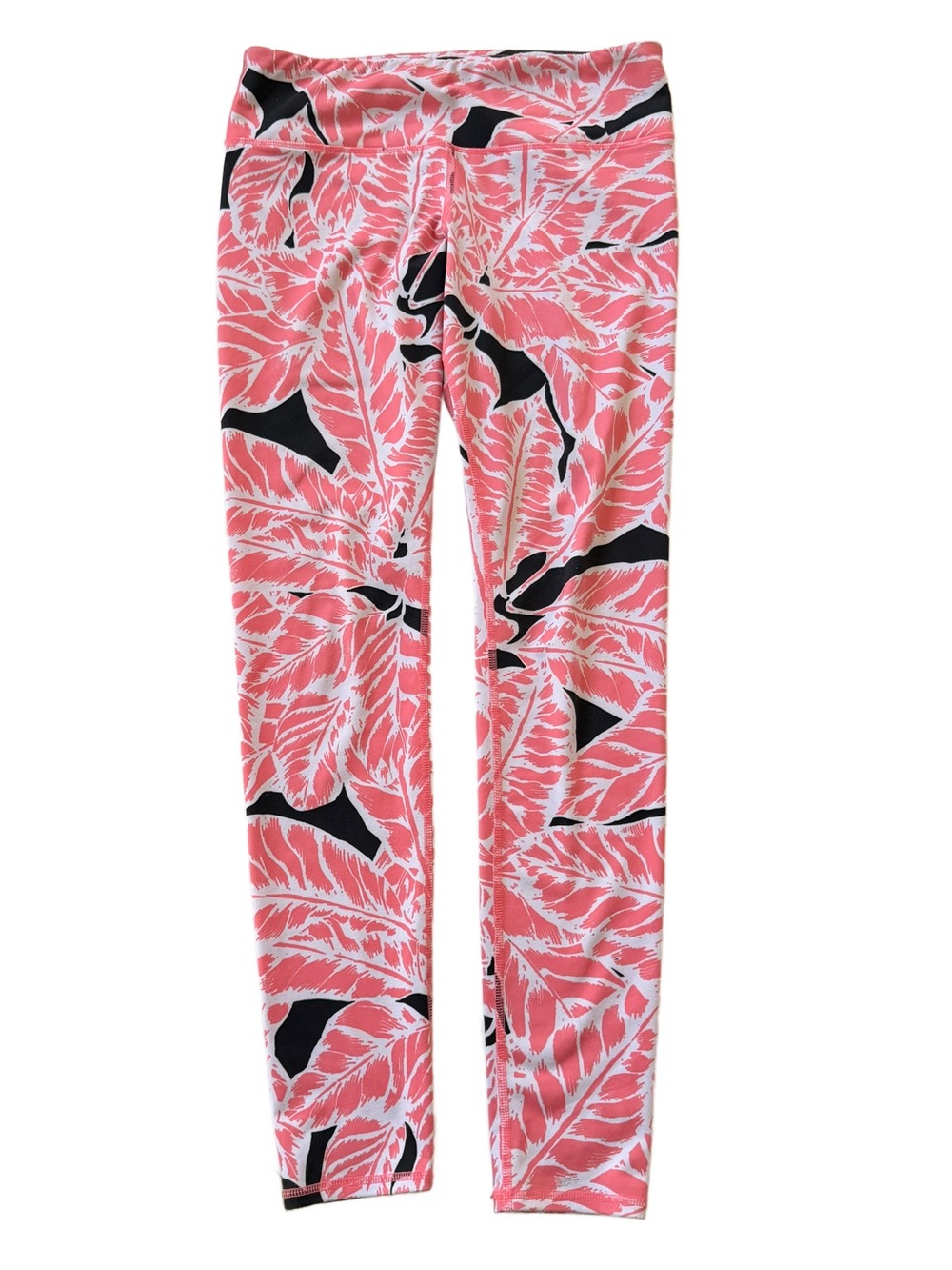 Alo Yoga Palm Springs Airbrush Leggings Coral Pink Tropical Leaf Small EUC